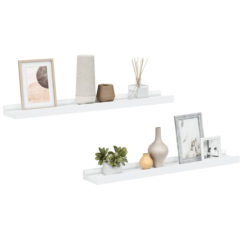Mensole con Sporgenza 2 pz Bianche 60x9x3 cm MDF