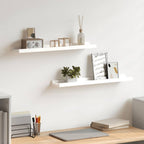 Mensole con Sporgenza 2 pz Bianche 60x9x3 cm MDF