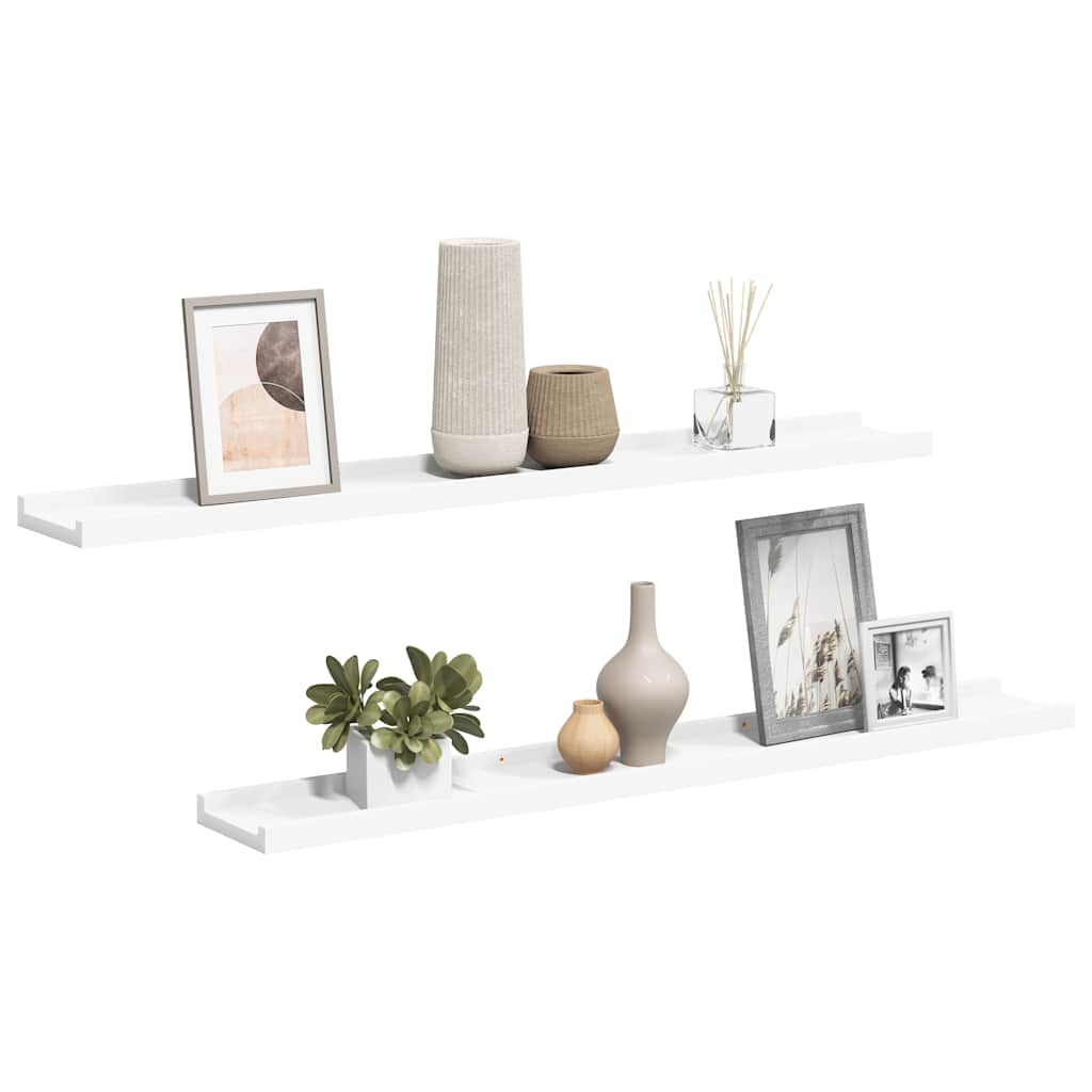 Mensole con Sporgenza 2 pz Bianche 80x9x3 cm MDF