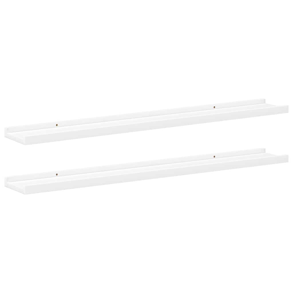Mensole con Sporgenza 2 pz Bianche 80x9x3 cm MDF