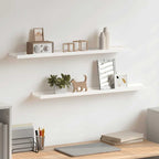 Mensole con Sporgenza 2 pz Bianche 80x9x3 cm MDF