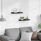 Mensole con Sporgenza 2 pz Nere 40x9x3 cm MDF