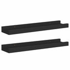 Mensole con Sporgenza 2 pz Nere 40x9x3 cm MDF