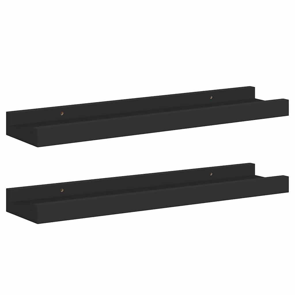 Mensole con Sporgenza 2 pz Nere 40x9x3 cm MDF
