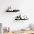 Mensole con Sporgenza 2 pz Nere 40x9x3 cm MDF