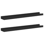 Mensole con Sporgenza 2 pz Nere 60x9x3 cm MDF