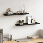 Mensole con Sporgenza 2 pz Nere 60x9x3 cm MDF