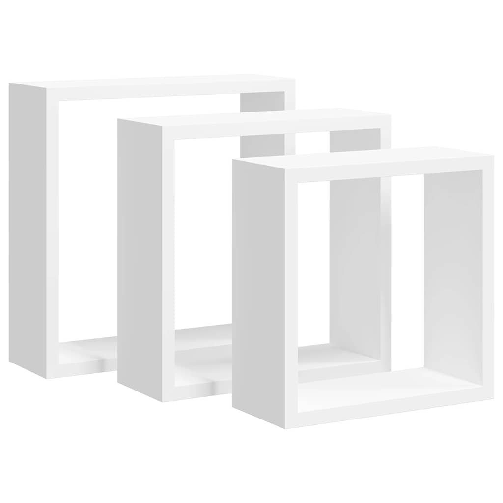 Mensole a Cubo da Parete 3 pz Bianche in MDF