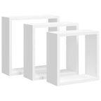 Mensole a Cubo da Parete 3 pz Bianche in MDF