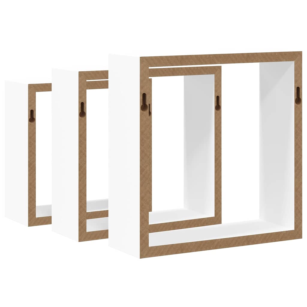 Mensole a Cubo da Parete 3 pz Bianche in MDF