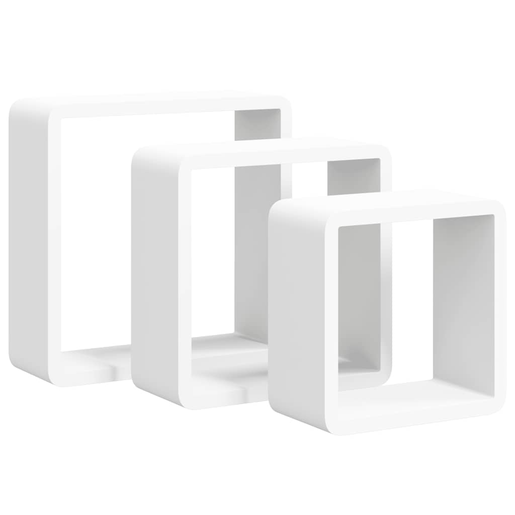 Mensole a Cubo da Parete 3 pz Bianche in MDF