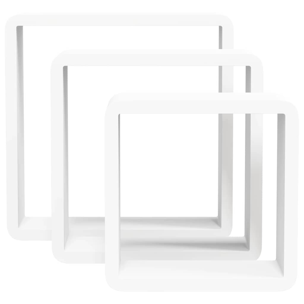 Mensole a Cubo da Parete 3 pz Bianche in MDF
