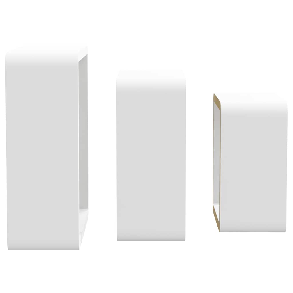 Mensole a Cubo da Parete 3 pz Bianche in MDF
