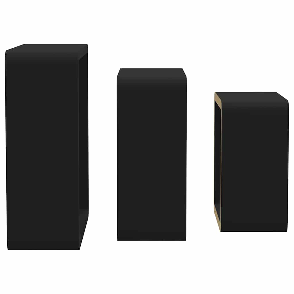 Mensole a Cubo da Parete 3 pz Nere in MDF