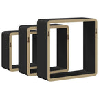 Mensole a Cubo da Parete 3 pz Nere in MDF
