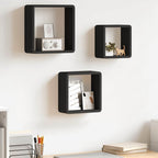 Mensole a Cubo da Parete 3 pz Nere in MDF