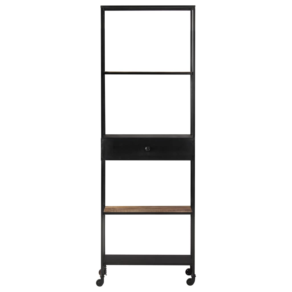 Libreria 60x35x180 cm in Legno di Mango Grezzo e Ferro