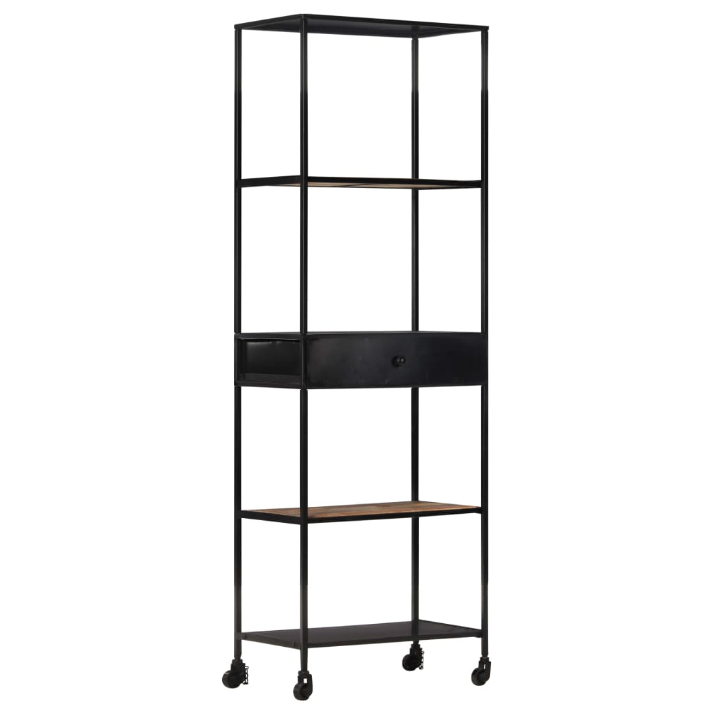 Libreria 60x35x180 cm in Legno di Mango Grezzo e Ferro