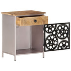 Comodino 40x30x50 cm in Legno di Mango Grezzo