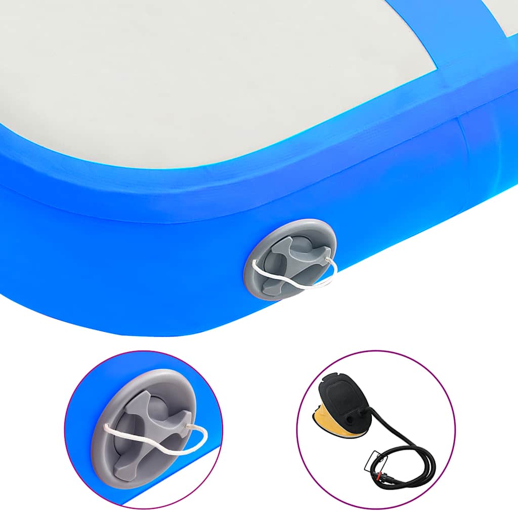 Tappetino Ginnastica Gonfiabile con Pompa 60x100x15 cm PVC Blu