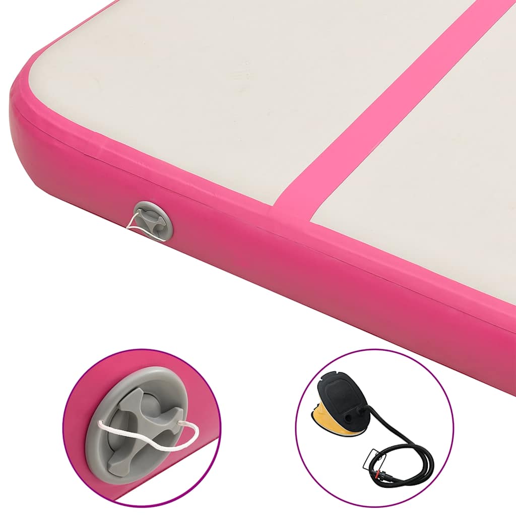 Tappetino Ginnastica Gonfiabile con Pompa 300x100x15cm PVC Rosa