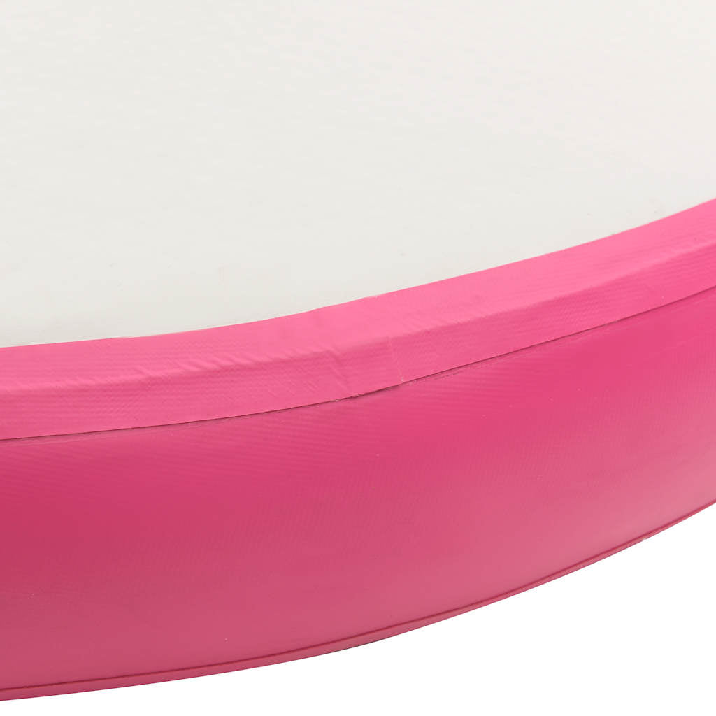 Tappetino Ginnastica Gonfiabile con Pompa 100x100x10cm PVC Rosa