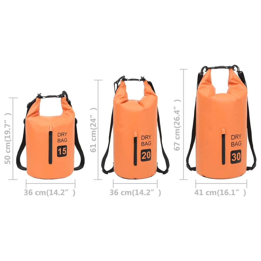 Borsa Impermeabile con Cerniera Arancione 30 L in PVC