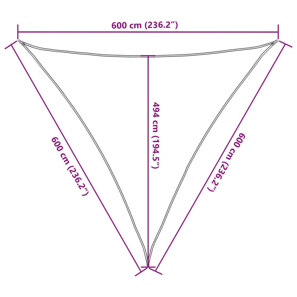 Vela Parasole 160 g/m² Bianca 6x6x6 m in HDPE