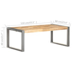 Tavolino da Salotto 110x60x40 cm in Legno di Mango Grezzo