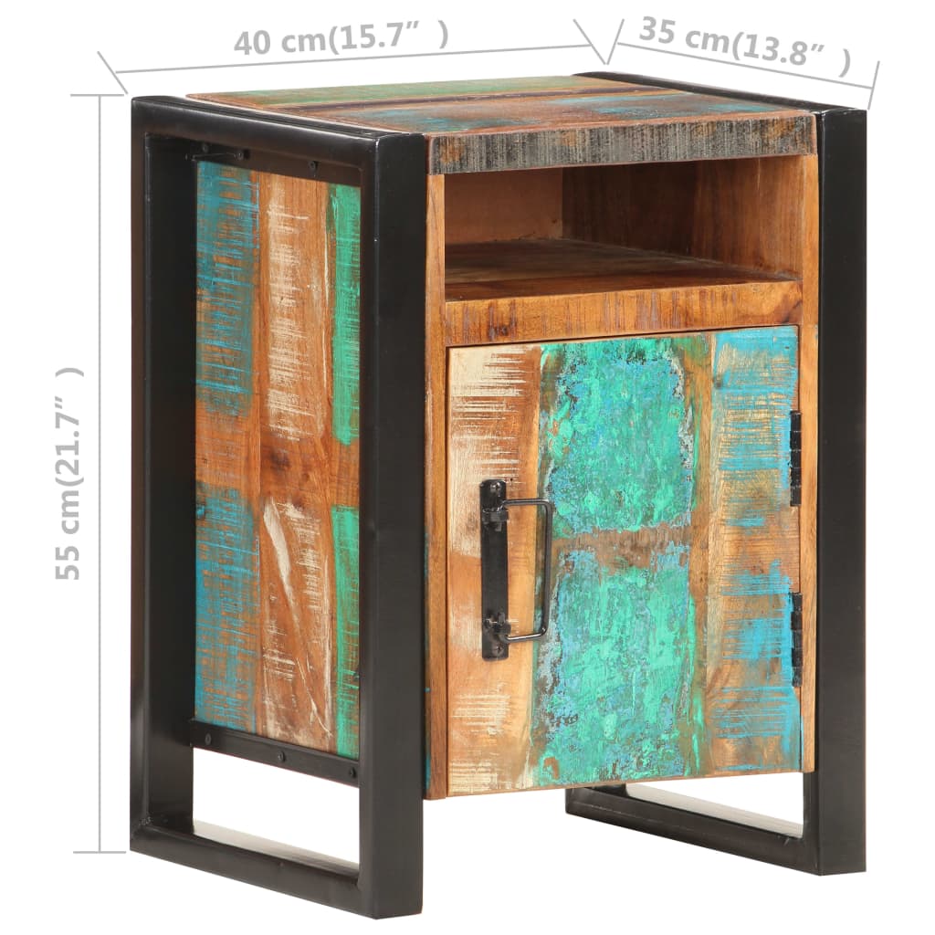 Comodino 40x35x55 cm in Legno Massello di Recupero