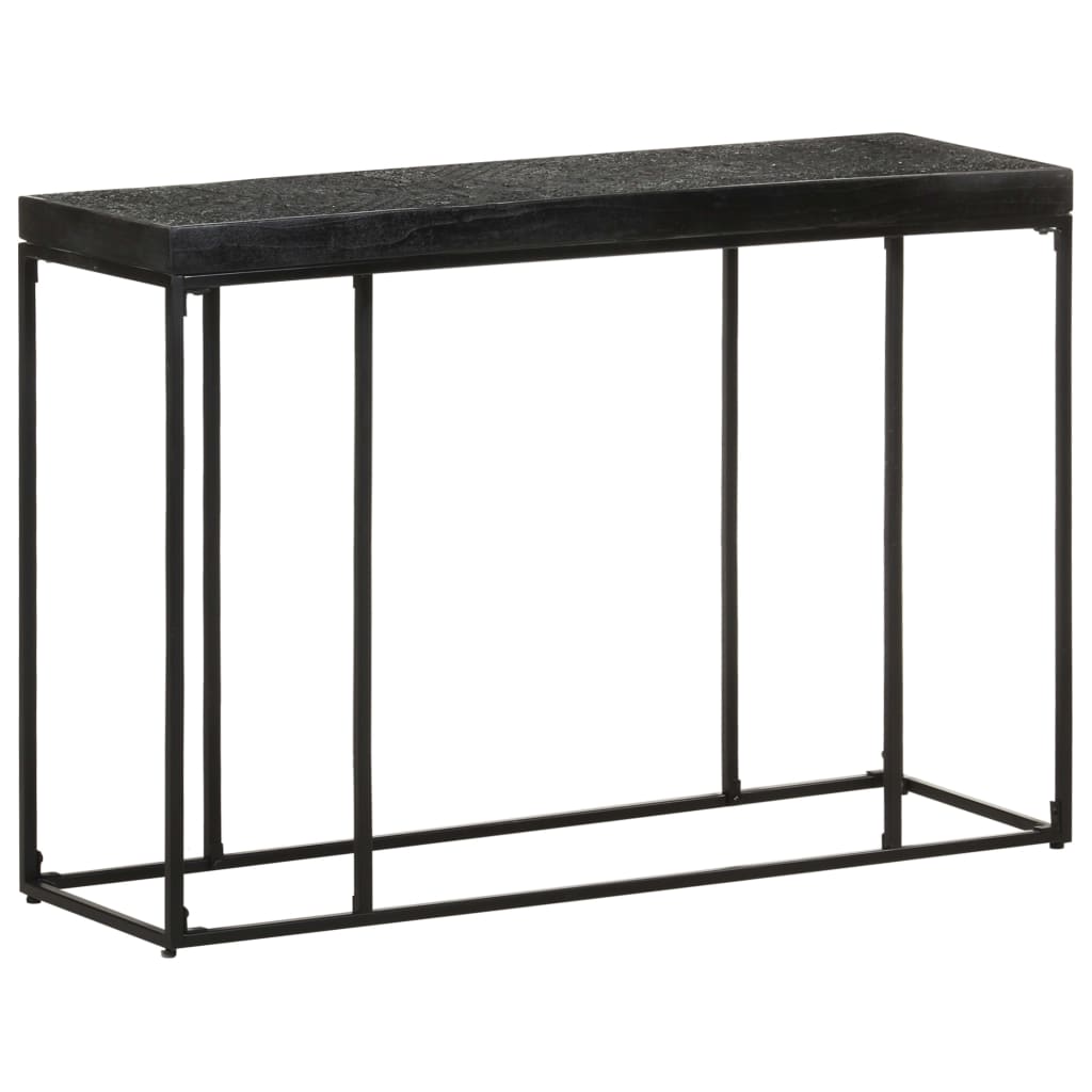 Tavolo Consolle Nero 110x35x76 cm Massello di Acacia e Mango
