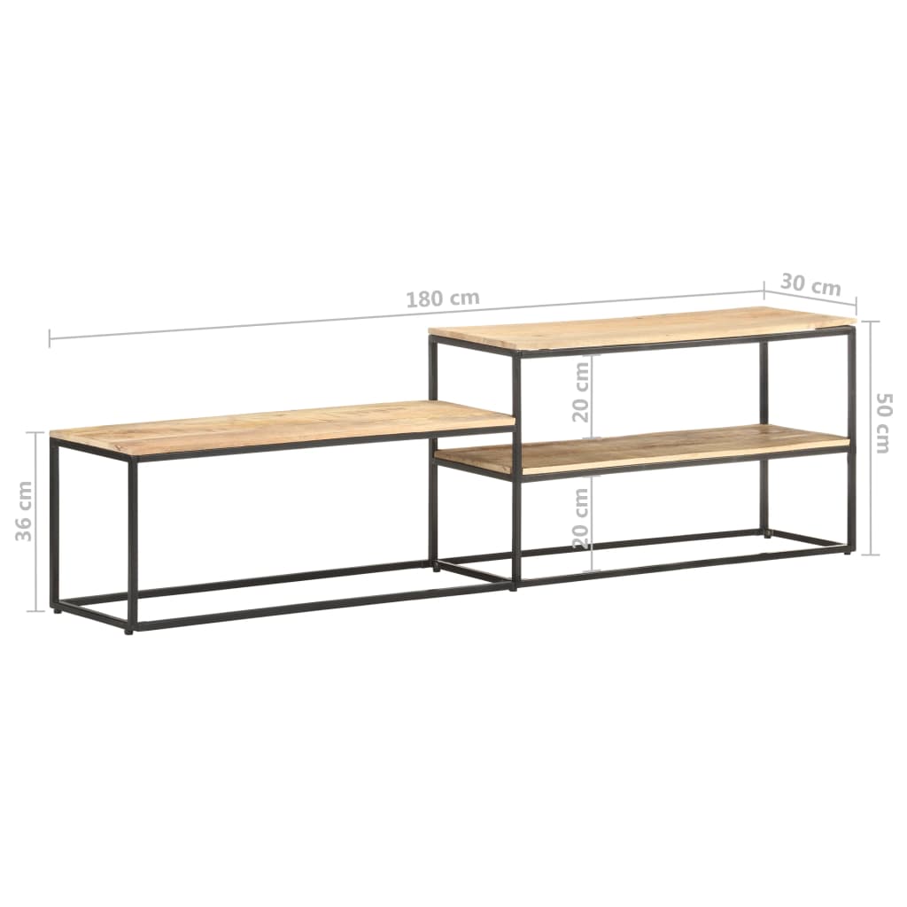 Mobile Porta TV 180x30x50cm in Legno di Mango Grezzo