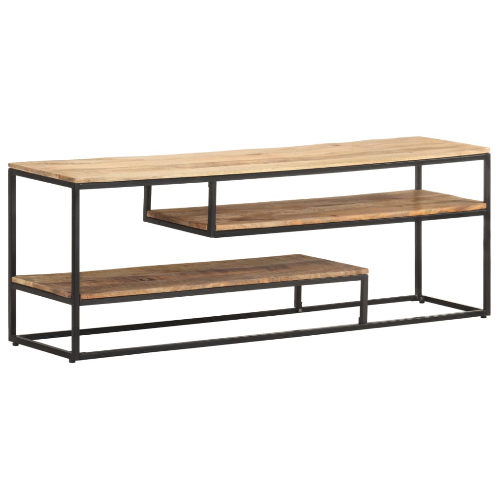 Mobile Porta TV 130x30x45 cm in Legno Massello di Mango Grezzo