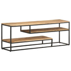 Mobile Porta TV 130x30x45 cm in Legno Massello di Mango Grezzo