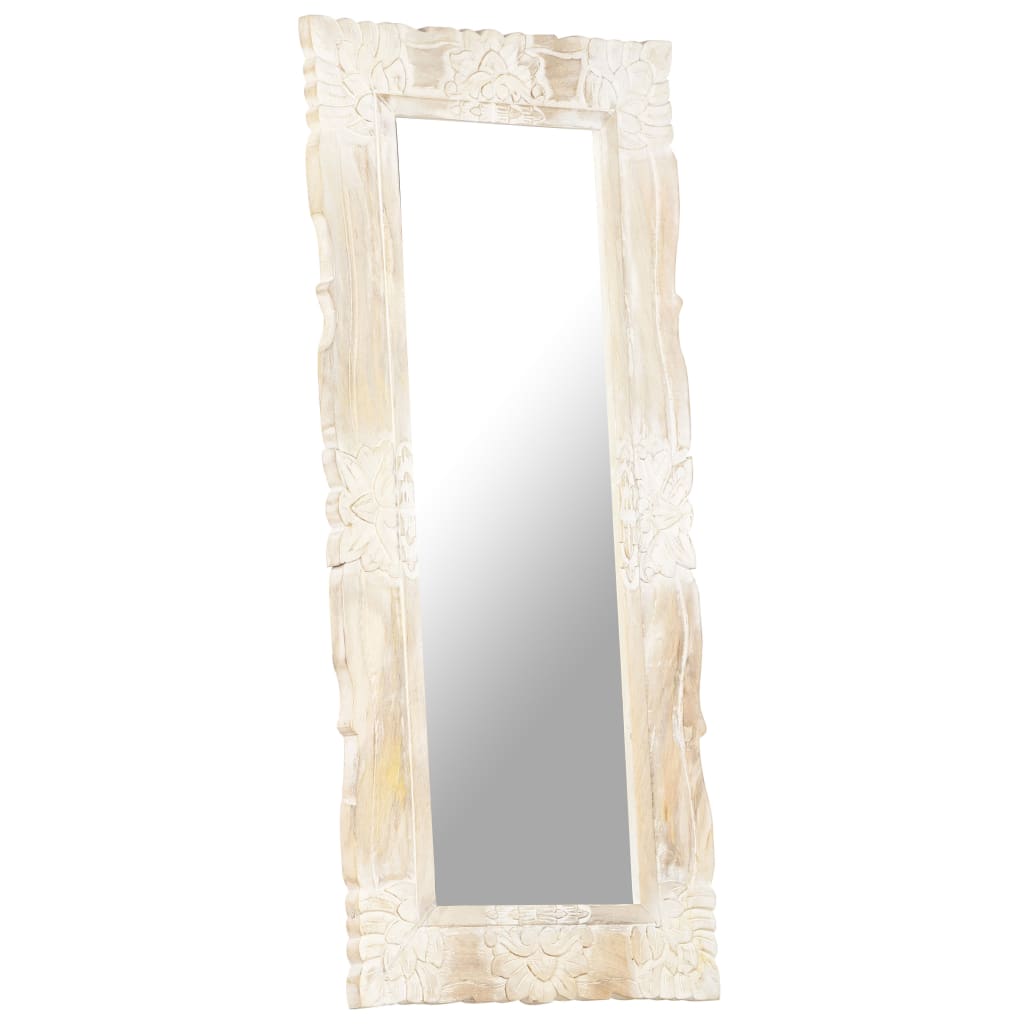 Specchio Bianco 110x50 cm in Legno Massello di Mango