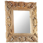 Specchio Intagliato a Mano 50x50 cm in Legno Massello di Mango