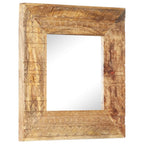 Specchio Intagliato a Mano Bianco 50x50x2,5cm in Legno di Mango