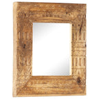 Specchio Intagliato a Mano Bianco 50x50x2,5cm in Legno di Mango