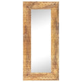 Specchio Intagliato a Mano Bianco 110x50x2,5 cm Legno di Mango