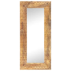 Specchio Intagliato a Mano Bianco 110x50x2,5 cm Legno di Mango