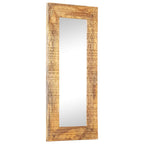 Specchio Intagliato a Mano Bianco 110x50x2,5 cm Legno di Mango