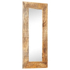 Specchio Intagliato a Mano Bianco 110x50x2,5 cm Legno di Mango