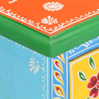 Comodino Dipinto a Mano 40x30x60 cm in Legno Massello di Mango