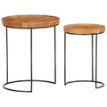 Set Tavolini da Salotto 2 pz Legno Massello di Acacia e Acciaio