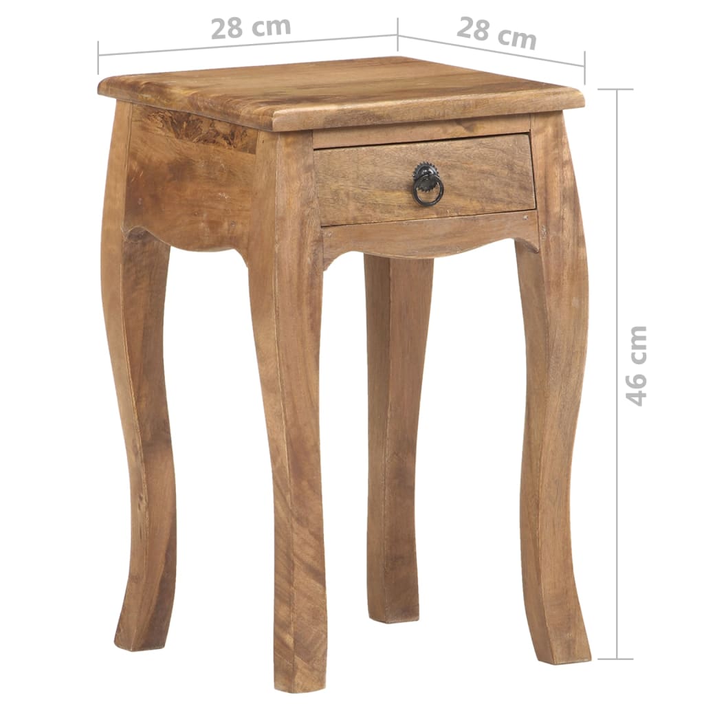 Comodino 28x28x46 cm in Legno Massello di Mango