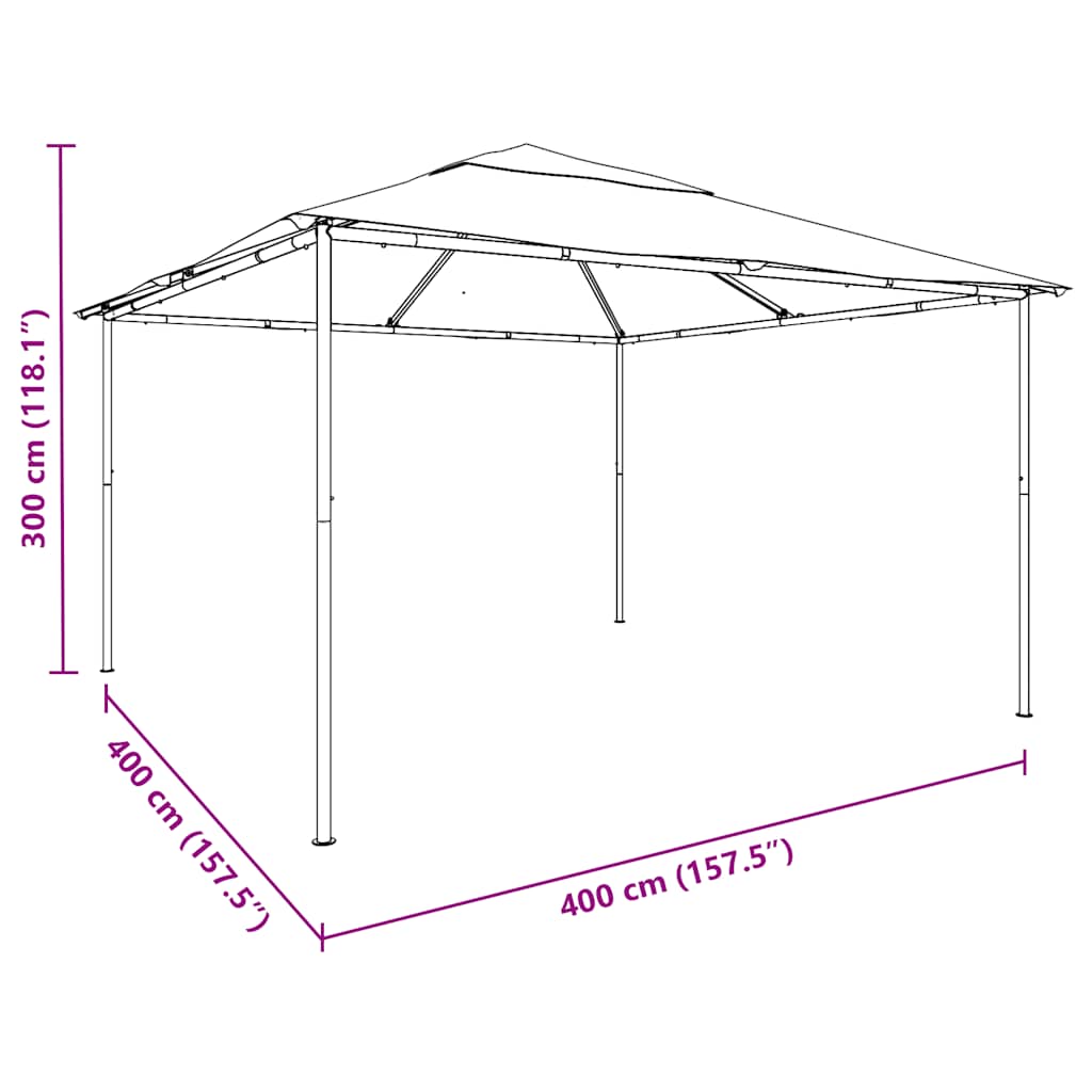 Gazebo da Giardino 4x4x3 m Bianco 180 g/m²