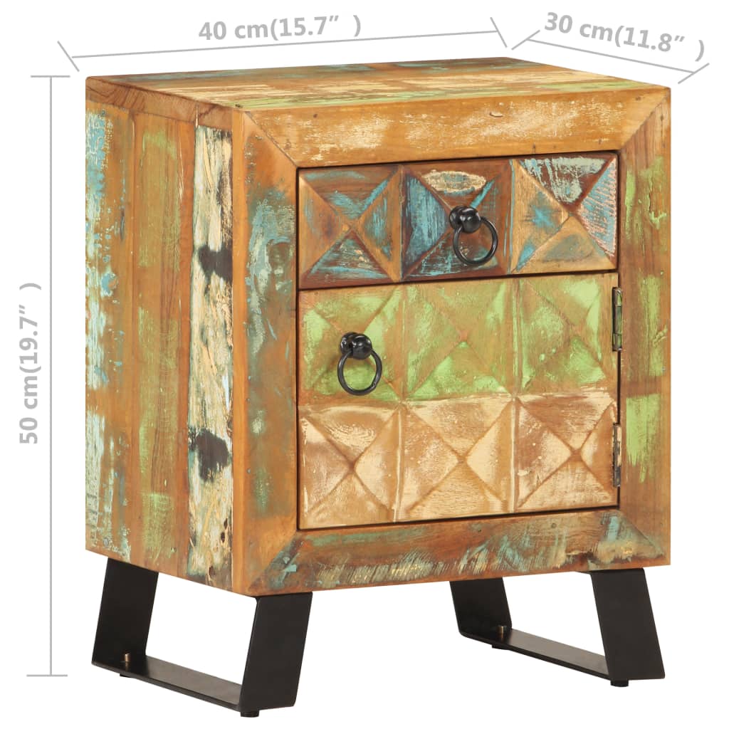 Comodino 40x30x50 cm in Legno Massello di Recupero