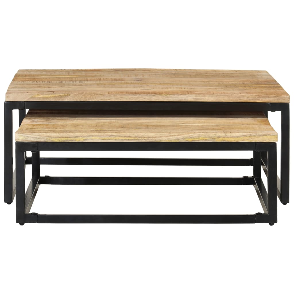 Tavolini da Salotto Impilabili 2 pz in Legno Massello di Mango