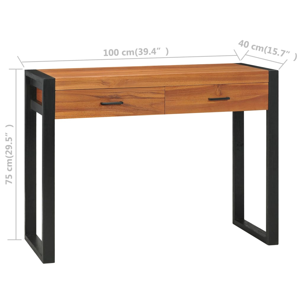 Scrivania con 2 Cassetti 100x40x75 cm in Legno di Teak