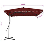 Ombrellone con Palo in Acciaio Rosso Bordò 250x250x230 cm